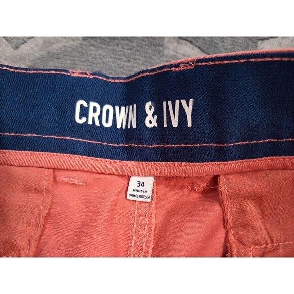 NWT Crown & Ivy Motion Flex Mens Vineyard Red Chino Shorts/ Sz. 34 - Picture 3 of 7